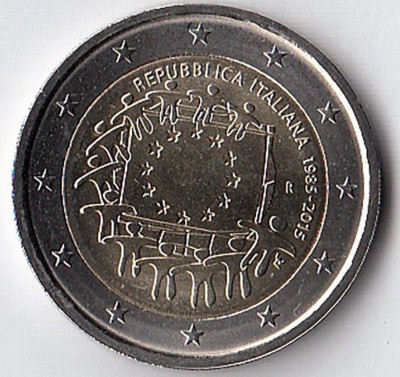 ITALIA 2 euro comemorativ 2015 - drapel European, UNC foto