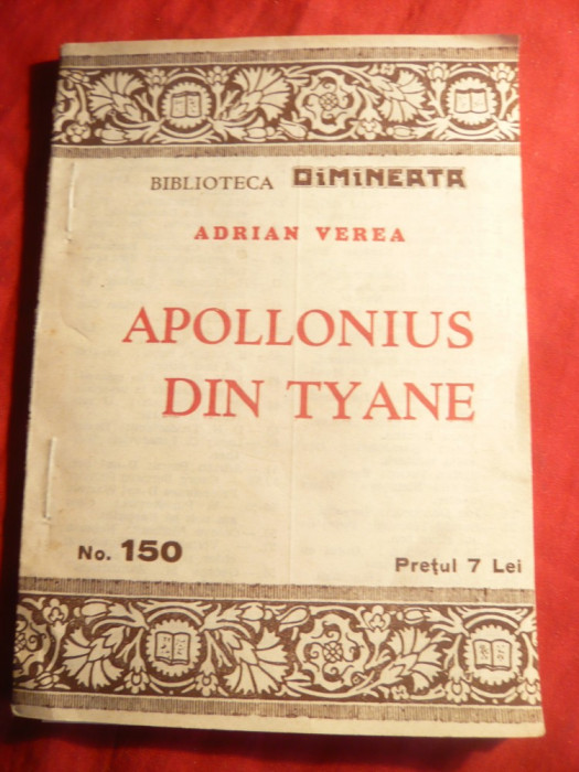 Adrian Verea - Apollonius din Tyane, Bucureşti, 1932 Bibl. Dimineata nr.150