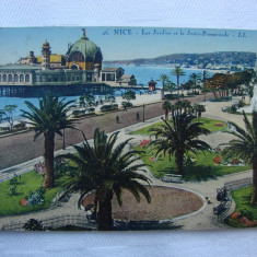 Carte postala circulata la 1928 - NICE - Les jardins et la Jettee Promenade