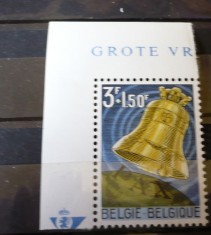 BELGIA 1963 &ndash; CLOPOTUL CATEDRALEI KOEKELBERG, timbru din colita MNH, PT7