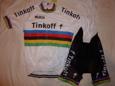 echipament ciclism complet Tinkoff uci world champion set pantaloni tricou foto