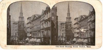 BOSTON OLD SOUTH MEETHING HOUSE VEDERE STEREO VECHE ORIGINALA foto