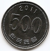 Coreea de Sud 500 Won 2011 - 26.5 mm, KM-27 UNC !!! foto