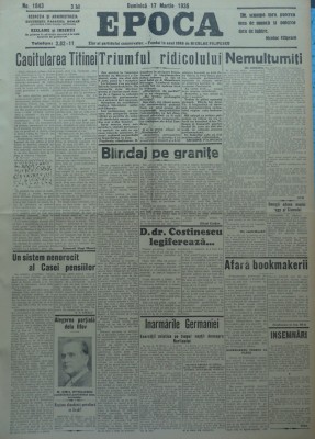 Epoca , ziar al Partidului Conservator , 17 Martie 1935 , Hagi Mosco , Vaida foto