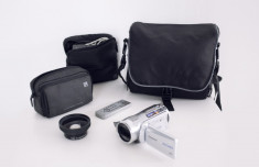 Videocamera Panasonic HDC-SD1 (fullHD) + wideangle + geanta set foto