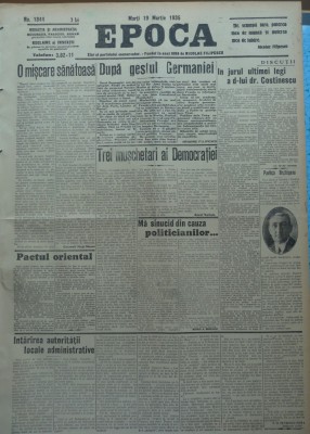 Epoca , ziar al Partidului Conservator , 19 Martie 1935 , Hagi Mosco , Vaida foto