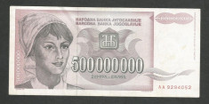 IUGOSLAVIA 500000000 500.000.000 DINARI 1993 [3] P-125 foto