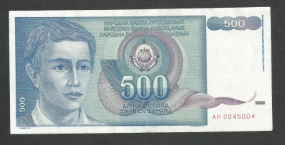 IUGOSLAVIA 500 DINARI 1990 [4] P-106 , XF++ foto