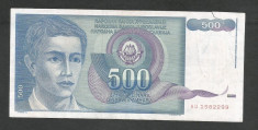 IUGOSLAVIA 500 DINARI 1990 [50] P-106 , starea din imagine ( rupta ) foto