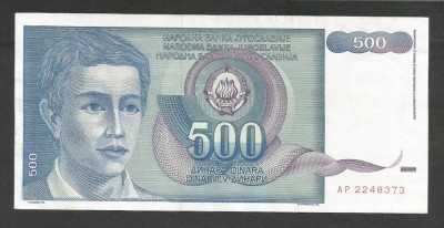 IUGOSLAVIA 500 DINARI 1990 [8] P-106 , XF foto