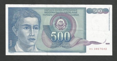 IUGOSLAVIA 500 DINARI 1990 [10] P-106 , XF foto