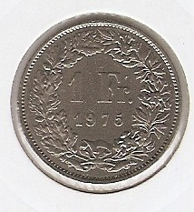 Elvetia 1 Franc 1975- Cupro-nichel, K70 , KM-24a.1 foto