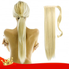 Coada extensie blonda, Extensie coada cu efect natural, Extensii coada par blond foto