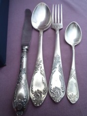 SET TACAMURI ARGINT 6 PERSOANE - 24 PIESE - RUSESTI MHU CASETA ORIGINALA foto
