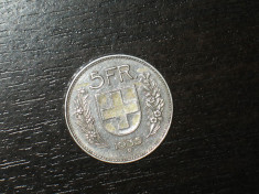 Moneda argint 5 franci Elvetia 1935 foto