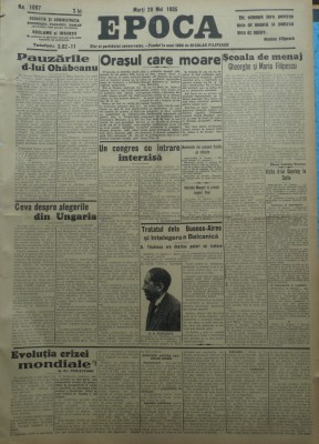 Epoca , ziar al Partidului Conservator , 28 Mai 1935 , Titulescu , Lupu foto
