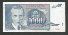 IUGOSLAVIA 1000 1.000 DINARI 1991 [14] P- 110 , VF foto