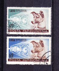 Timbre ROMANIA 1957/*447 = CATELUSA LAIKA - PRIMUL CALATOR IN COSMOS foto