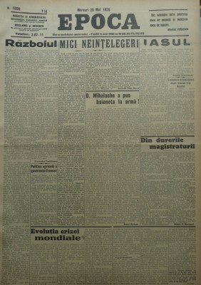 Epoca , ziar al Partidului Conservator , 29 Mai 1935 , Tatarascu , Perieteanu foto