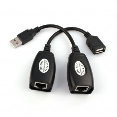 USB extender prelungitor USB conectori USB tata-mama la 2x RJ-45 pana la 50m foto