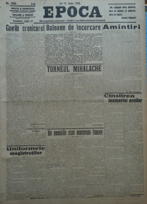 Epoca , ziar al Partidului Conservator , 13 Iunie 1935 , Tatarascu , Maniu foto