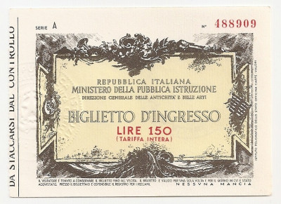 ITALIA BIGLIETTO D&amp;#039;INGRESSO 150 LIRE UNC foto