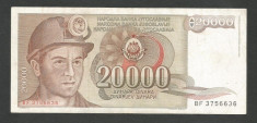 IUGOSLAVIA 20000 20.000 DINARI 1987 VF [3] P-95 foto
