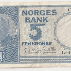 NORVEGIA 5 KRONER COROANE 1961 VF