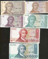 bnk bn Croatia lot 6 bancnote diferite , unc foto