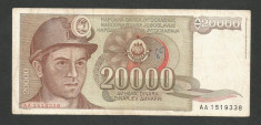 IUGOSLAVIA 20000 20.000 DINARI 1987 [17] P- 95 foto