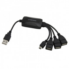 Hub USB 2.0, 4 porturi, Negru foto