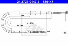 Cablu, frana de parcare AUDI 90 1.9 TD - ATE 24.3727-0147.2 foto