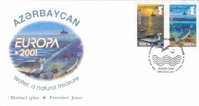 Fauna FDC CEPT foca ,sturion ,Azerbaijan. foto