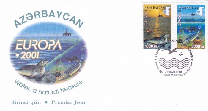 Fauna FDC CEPT foca ,sturion ,Azerbaijan.