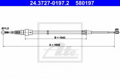 Cablu, frana de parcare SKODA FABIA 1.2 12V - ATE 24.3727-0197.2 foto