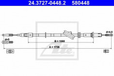 Cablu, frana de parcare MERCEDES-BENZ E-CLASS T-Model E 220 T CDI - ATE 24.3727-0448.2 foto