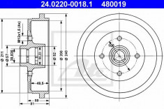 Tambur frana AUDI FOX 1.5 - ATE 24.0220-0018.1 foto