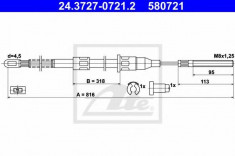 Cablu, frana de parcare OPEL CORSA A TR 1.0 - ATE 24.3727-0721.2 foto