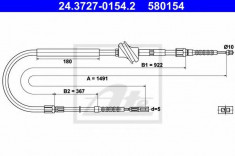 Cablu, frana de parcare AUDI 100 limuzina 2.4 D - ATE 24.3727-0154.2 foto