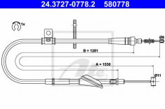 Cablu, frana de parcare OPEL AGILA 1.0 12V - ATE 24.3727-0778.2 foto