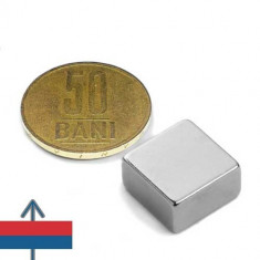 magnet neodim puternic tip bloc patrat 15*15*8 mm forta 8.6 kg foto