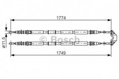 Cablu, frana de parcare VAUXHALL ZAFIRA Mk II 1.8 - BOSCH 1 987 477 163 foto