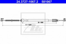 Cablu, frana de parcare RENAULT CLIO Mk II 1.2 16V - ATE 24.3727-1067.2 foto