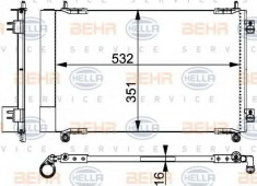 Condensator, climatizare PEUGEOT 206 hatchback 1.6 HDi 110 - HELLA 8FC 351 317-521 foto