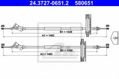 Cablu, frana de parcare FORD FOCUS 1.4 16V - ATE 24.3727-0651.2 foto