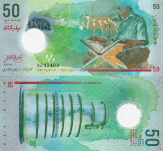 MALDIVES 50 rufiyaa 2015 polymer UNC!!! foto