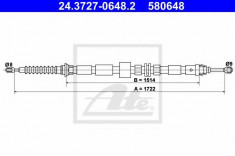 Cablu, frana de parcare FORD MONDEO Mk III combi 2.2 TDCi - ATE 24.3727-0648.2 foto