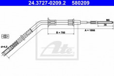 Cablu, frana de parcare BMW 5 limuzina 518 - ATE 24.3727-0209.2 foto