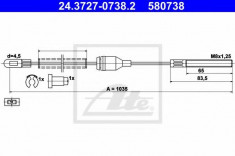 Cablu, frana de parcare OPEL CORSA A TR 1.0 - ATE 24.3727-0738.2 foto