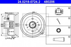 Tambur frana FORD FIESTA Mk III 1.1 - ATE 24.0218-0724.2 foto